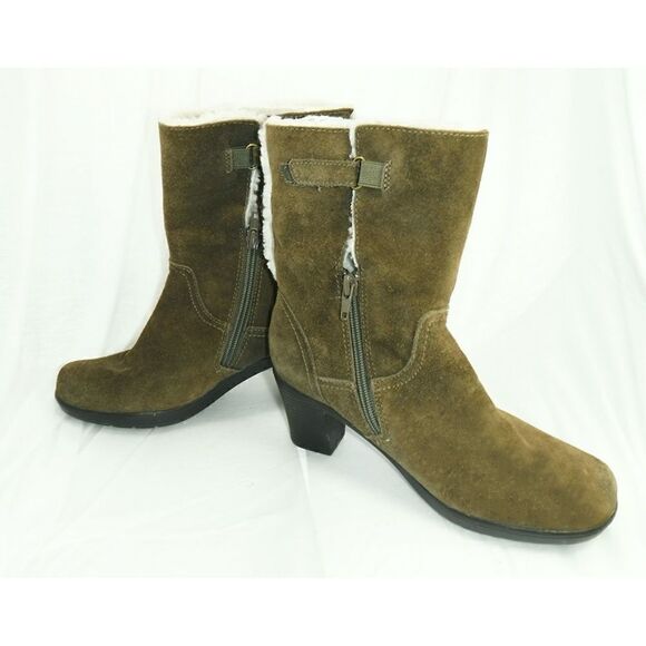 Clarks Bendables Pea Green Suede Boots - Picture 3 of 6